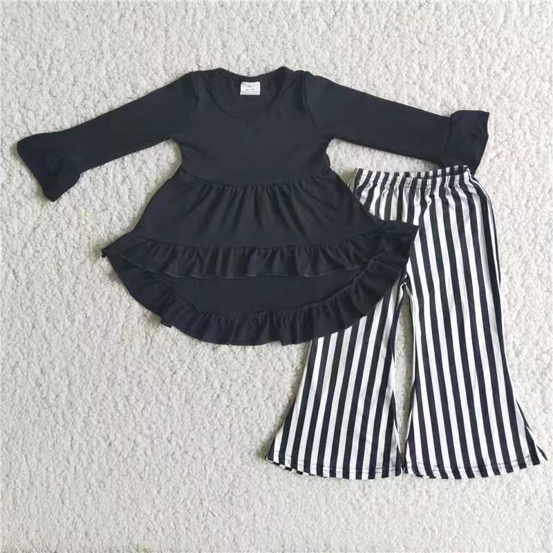 baby girls black tunic top stripes pants 2pcs fall clothing