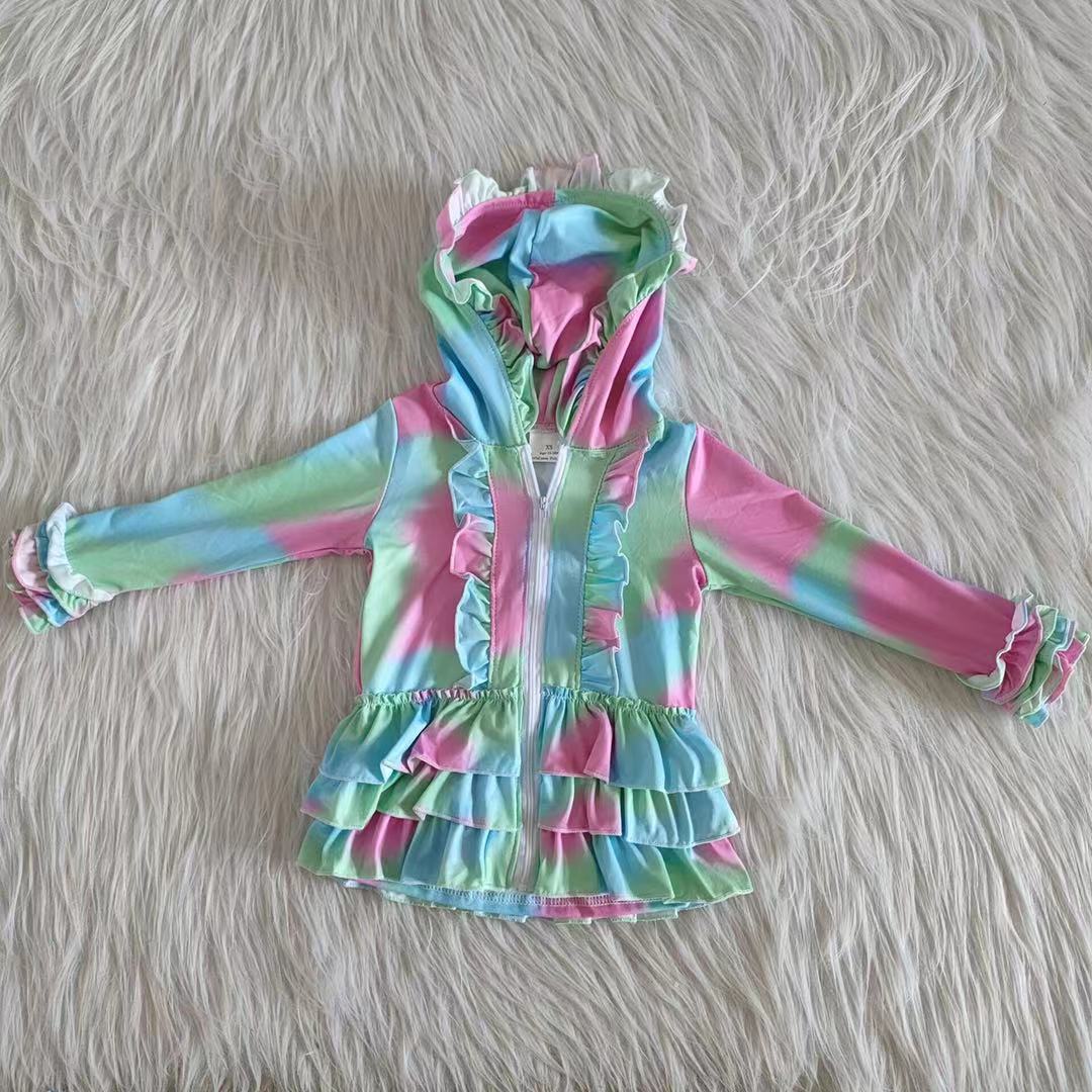 Baby girls long sleeve tie dye hoodie top