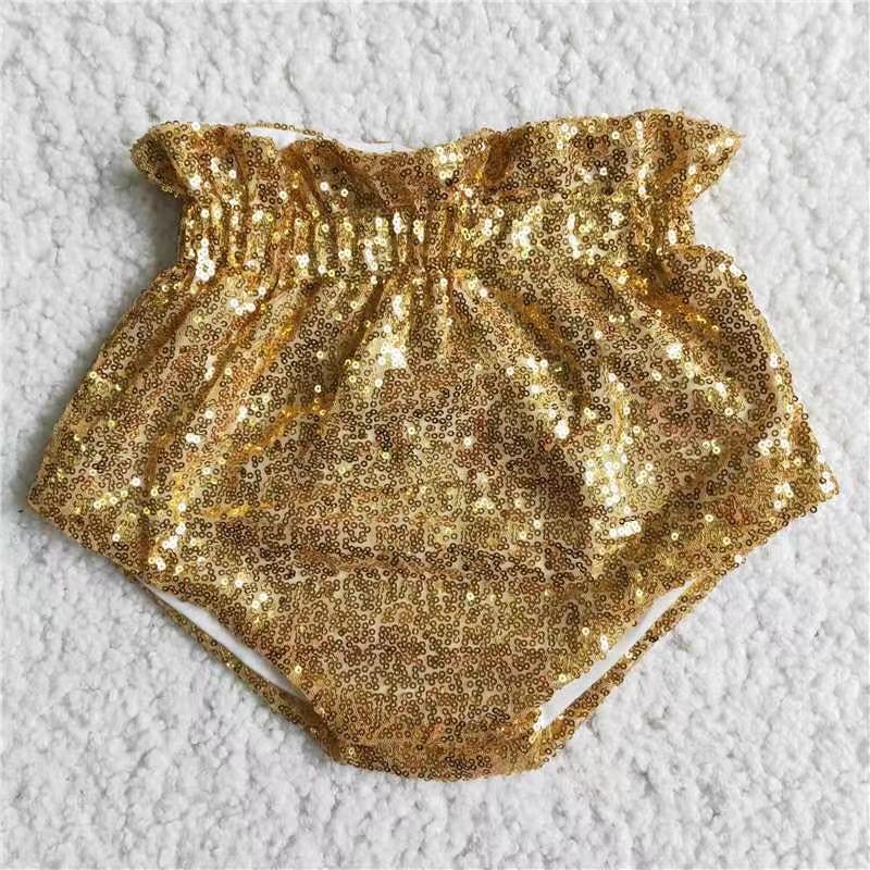Infant toddle girls golden sparking bummies