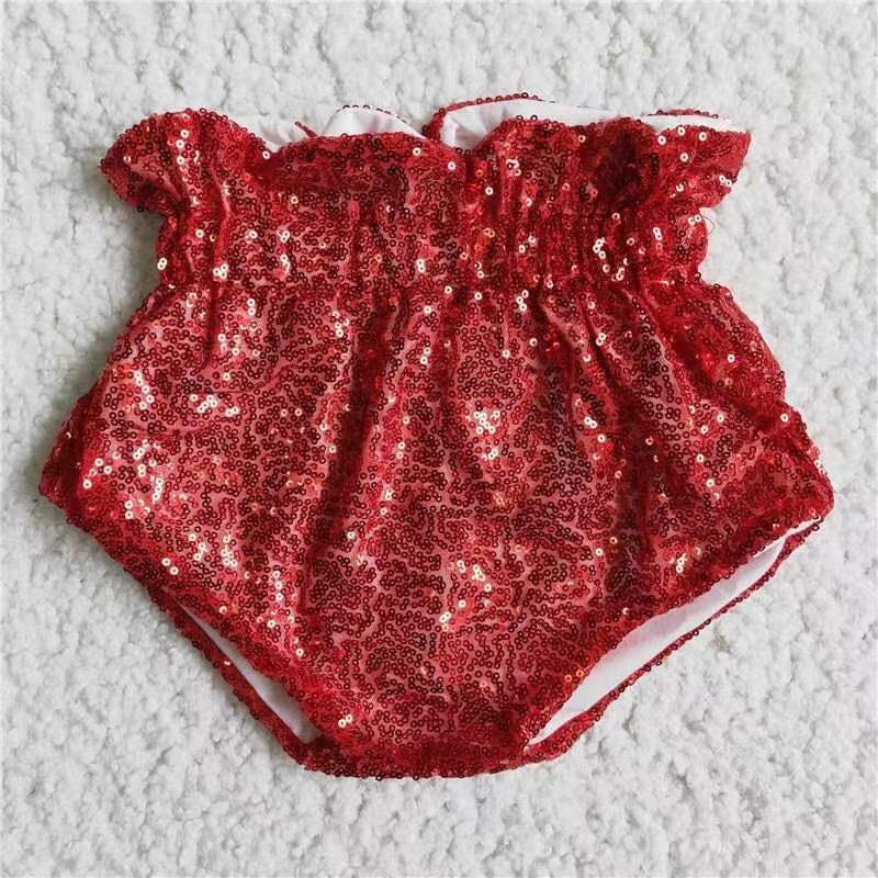 Infant toddle girls red sparking bummies