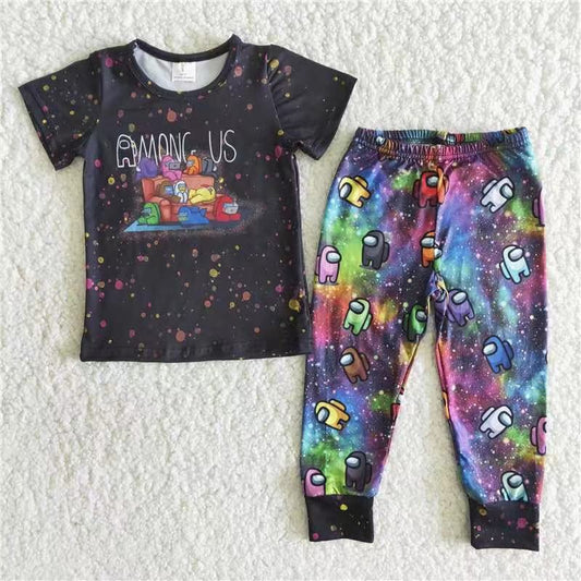 Boys short sleeve top matching pants outfit