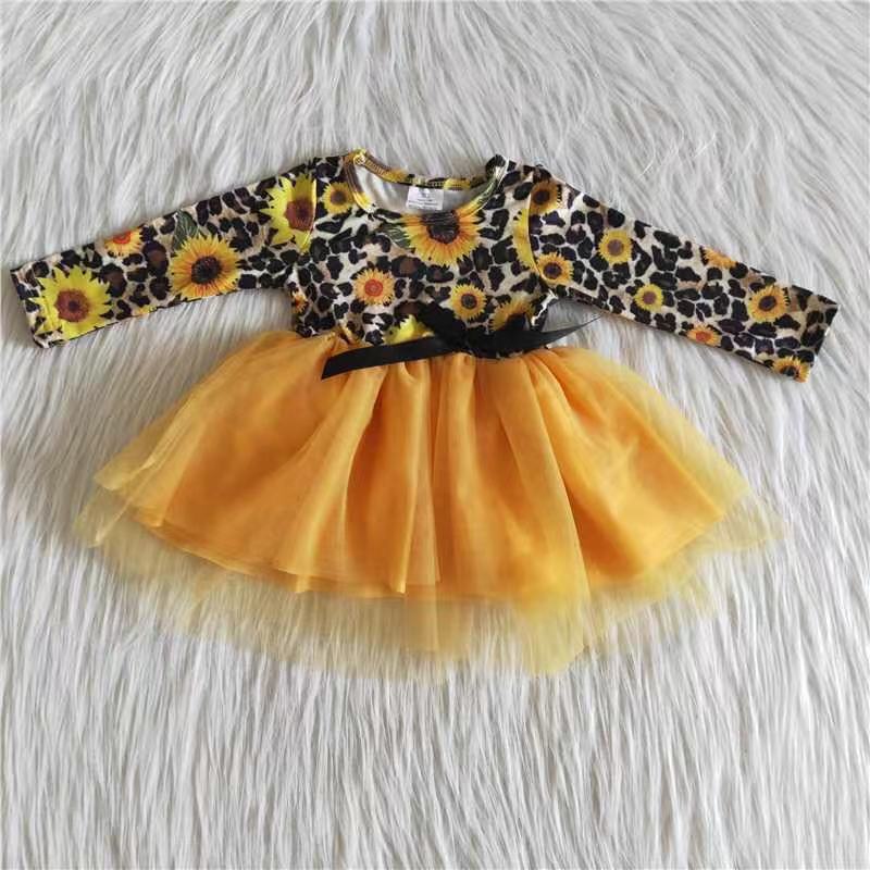 baby girls sunflower print tulle dress