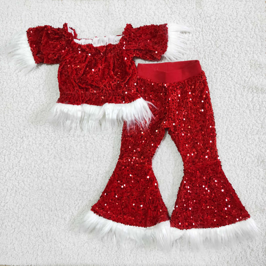 baby girls red sparking Christmas outfit