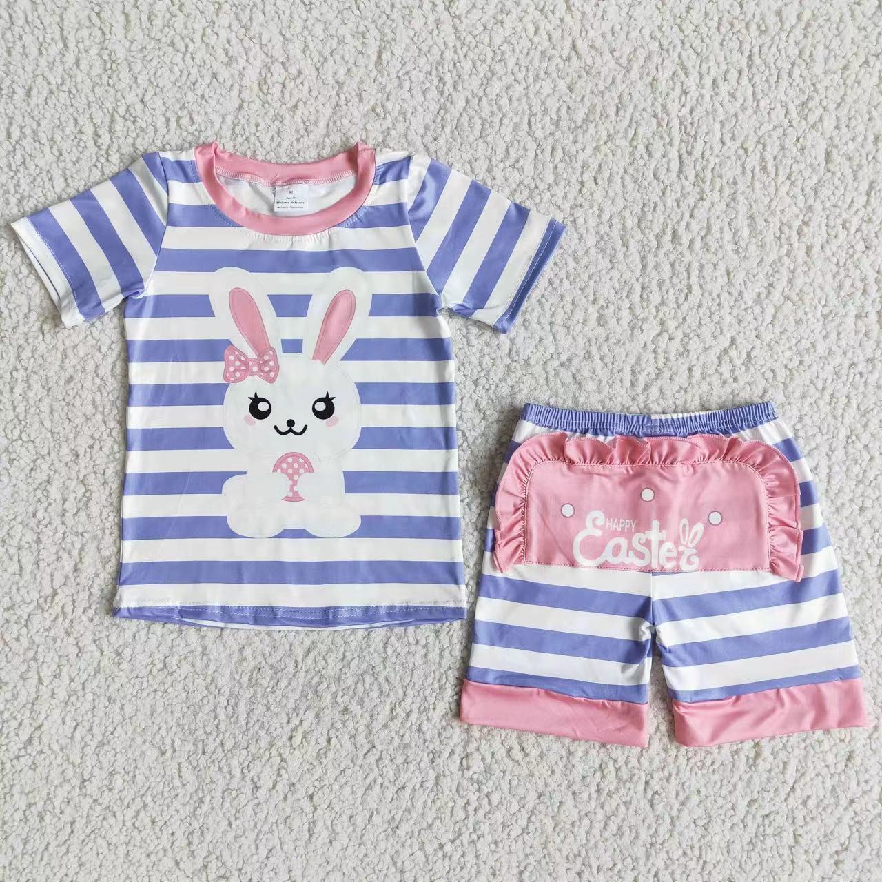 girls rabbit short set pajama set