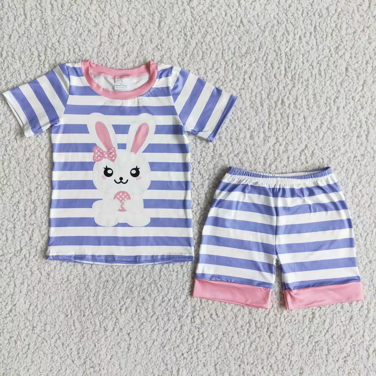 girls rabbit short set pajama set