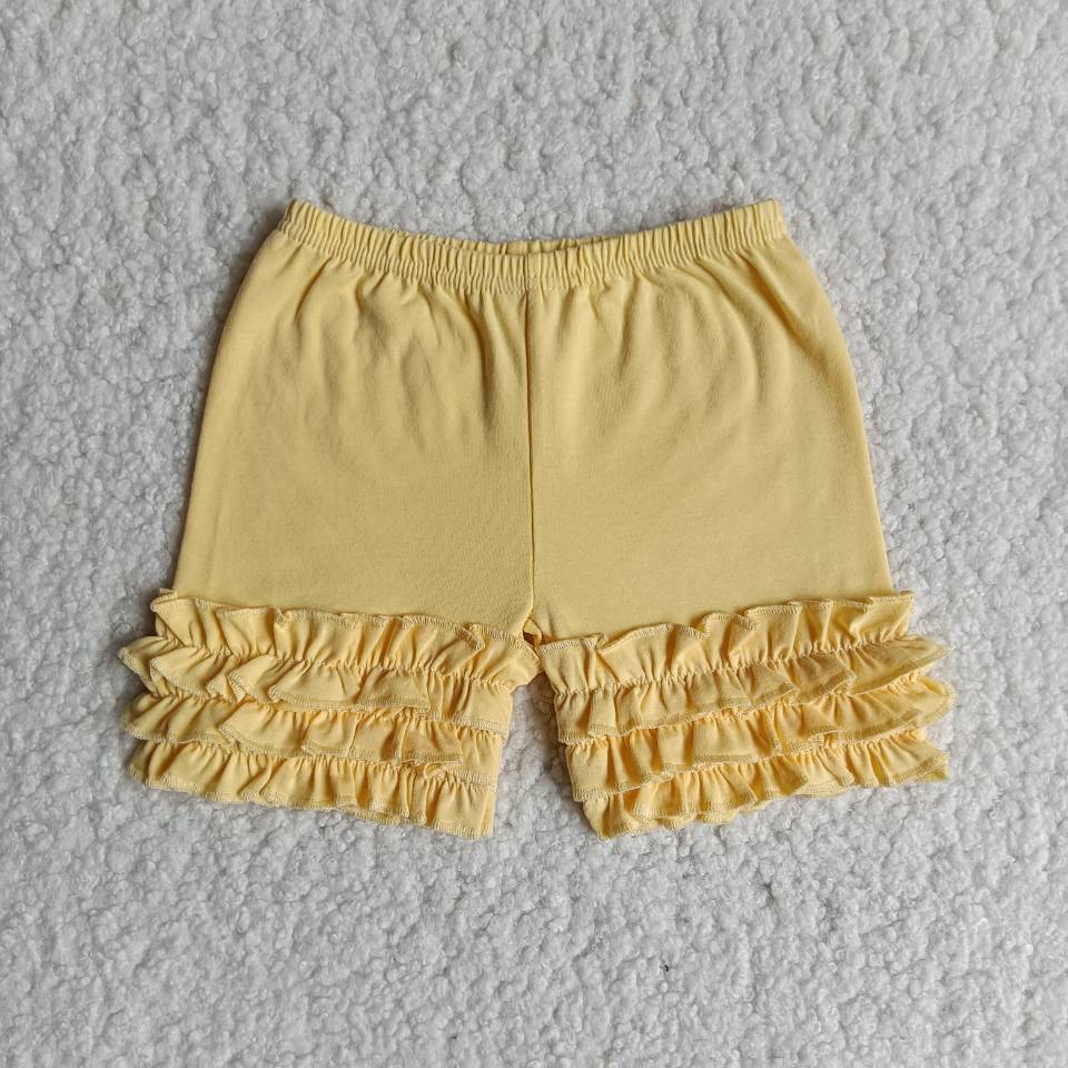 Yellow cotton ruffle shorts