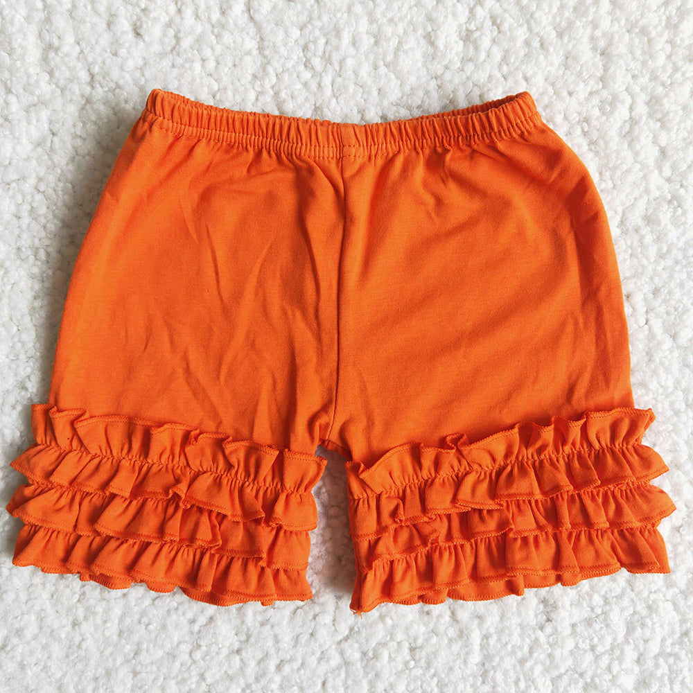 Orange cotton ruffle shorts