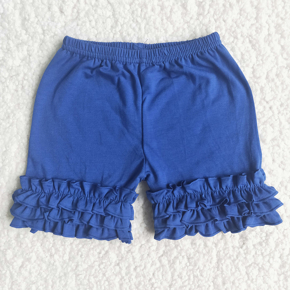 Royal blue cotton ruffle shorts