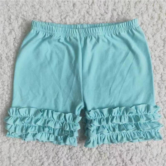 Sky blue cotton ruffle shorts