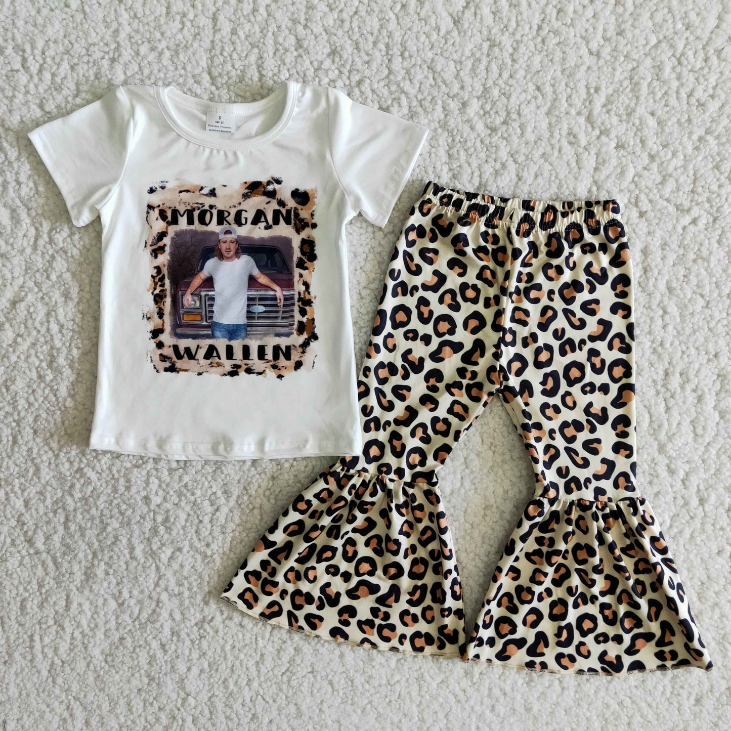 baby girls white top leopard pants summer outfit MW