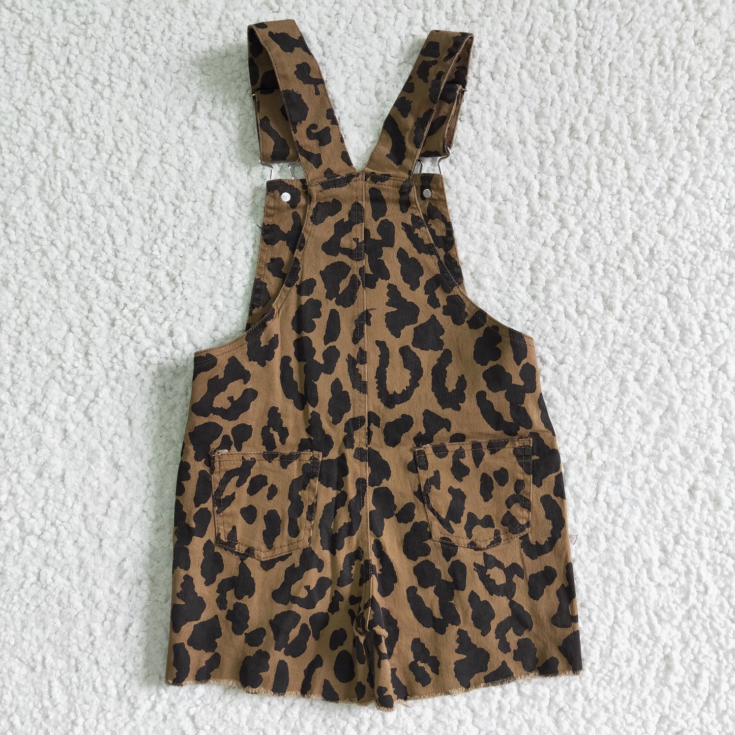 Leopard denim overall denim jumpsuit