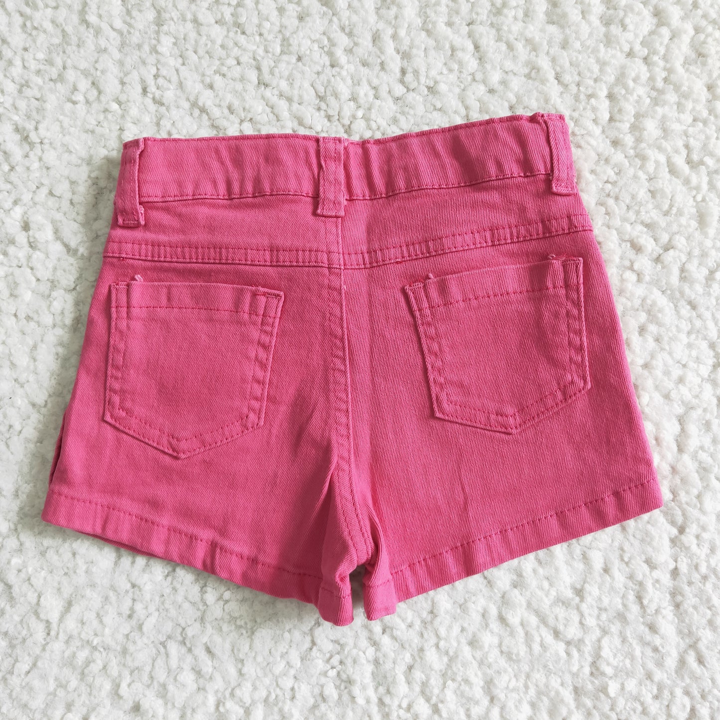 Hot pink ruffle denim pocket shorts