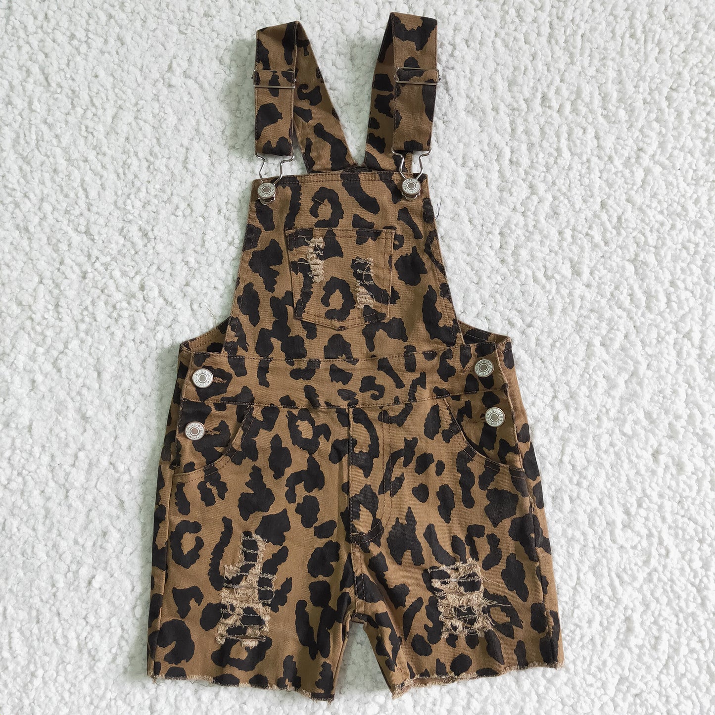 Leopard denim overall denim jumpsuit