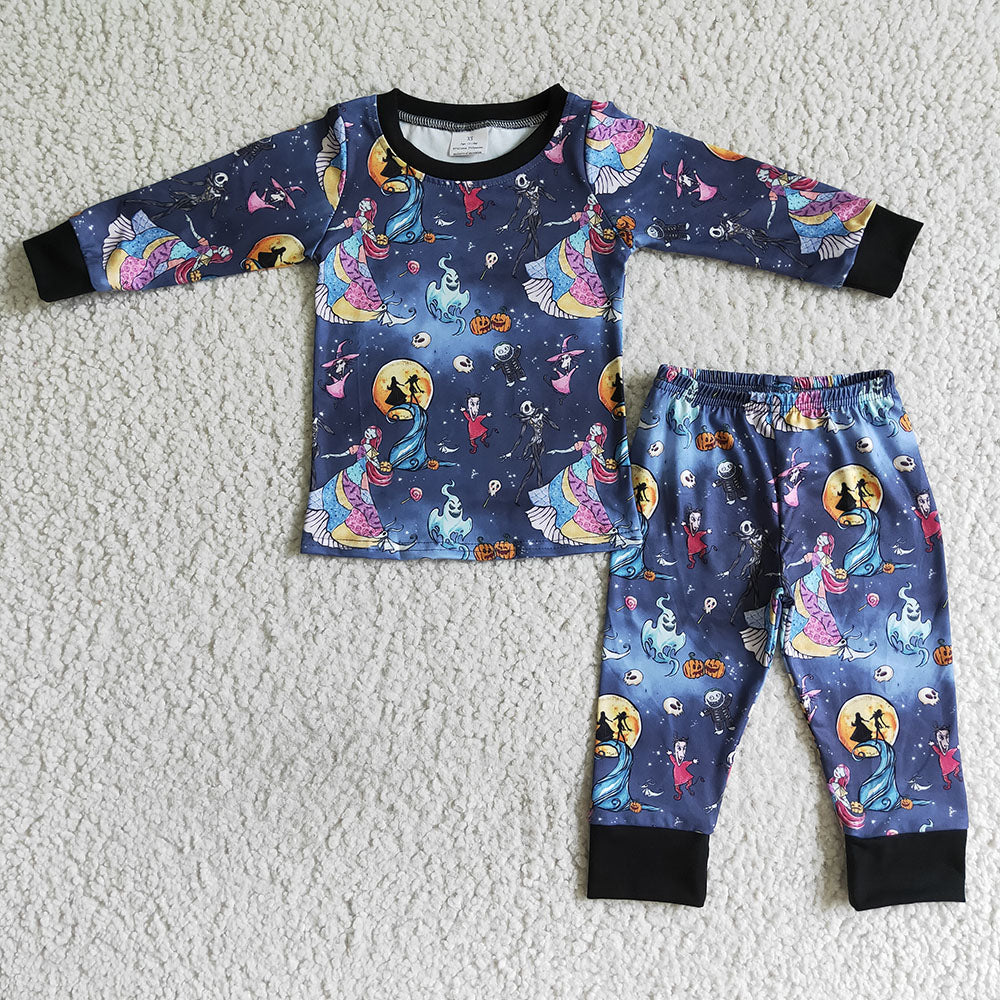 boy long sleeve pumpkin ghost Halloween pajama set