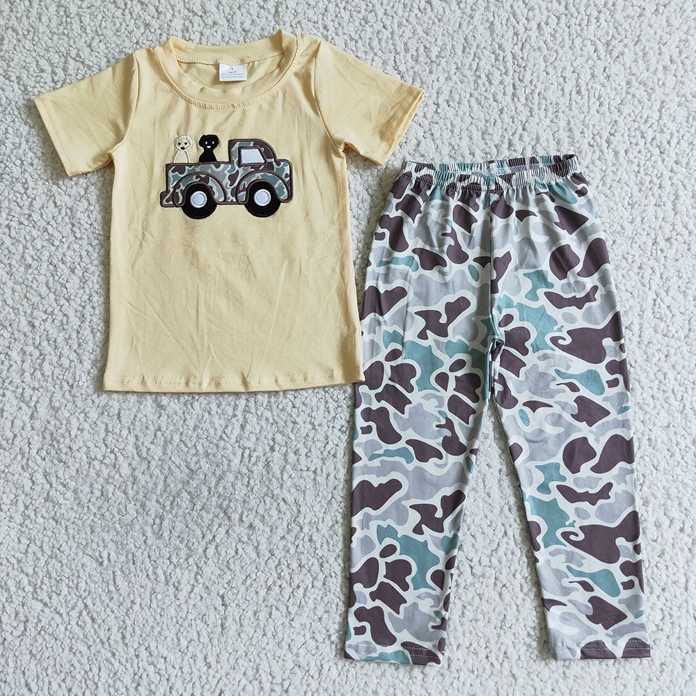 boys short sleeve trunk camo print summer outfit