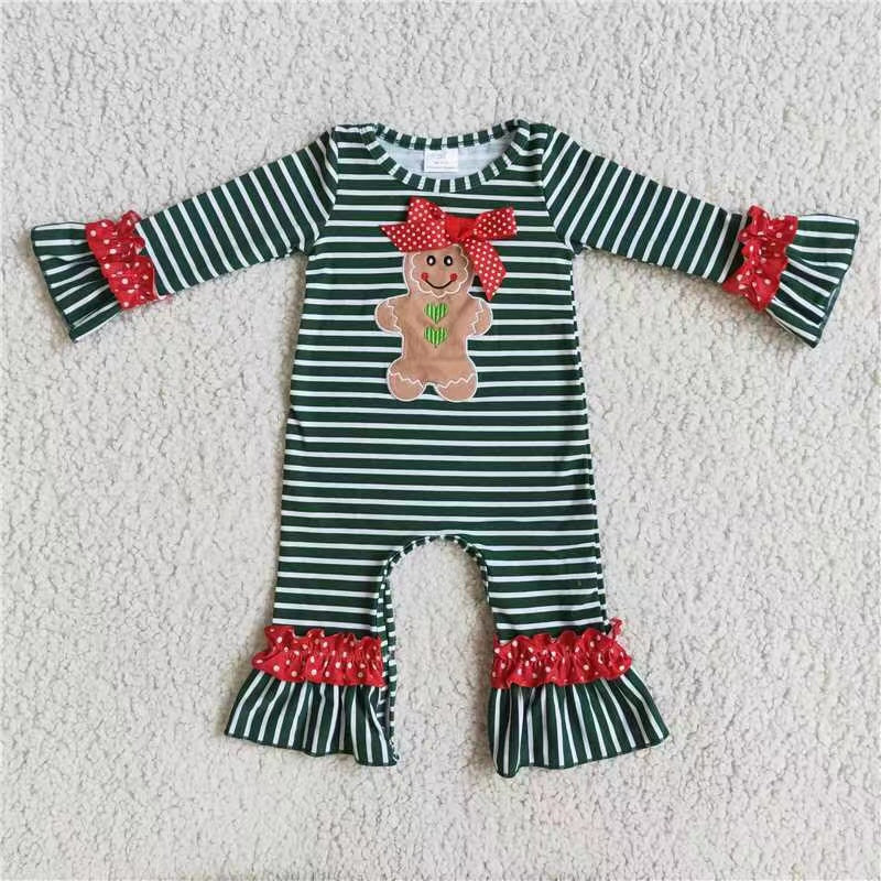 Toddle girls embroidery Gingerbread design romper