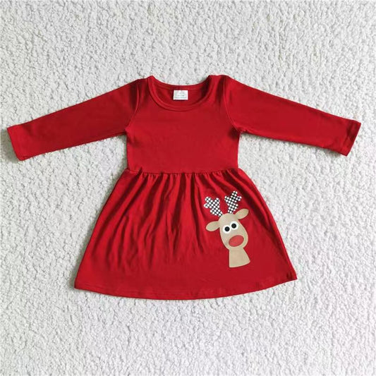 Kids girls long sleeve reindeer dress