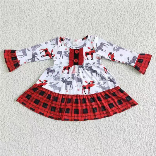 Baby girls long sleeve reindeer dress