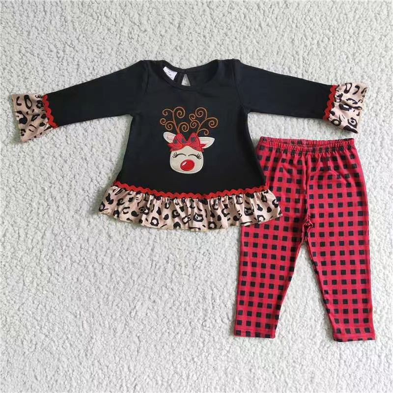 Kids embroidery Reindeer outfit
