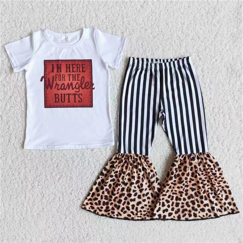 Baby girls letter top bell bottom pants clothes