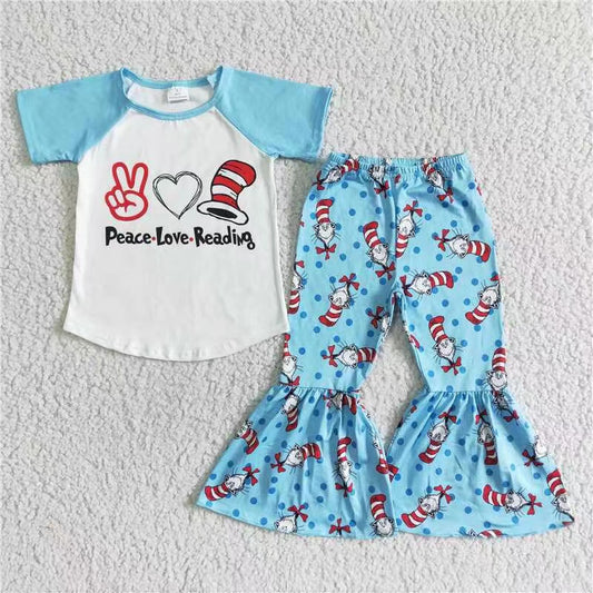 Kids short sleeve top bell bottom pants dr outfit