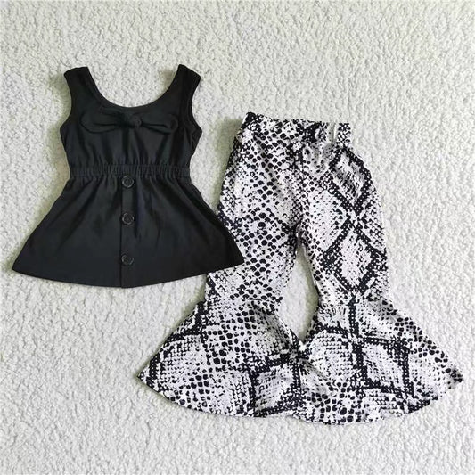 Kids black top snake skin pants outfits