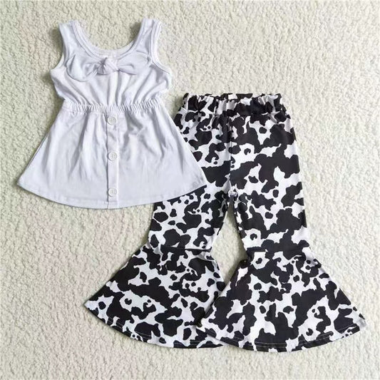 Kids white top black pants 2pcs set