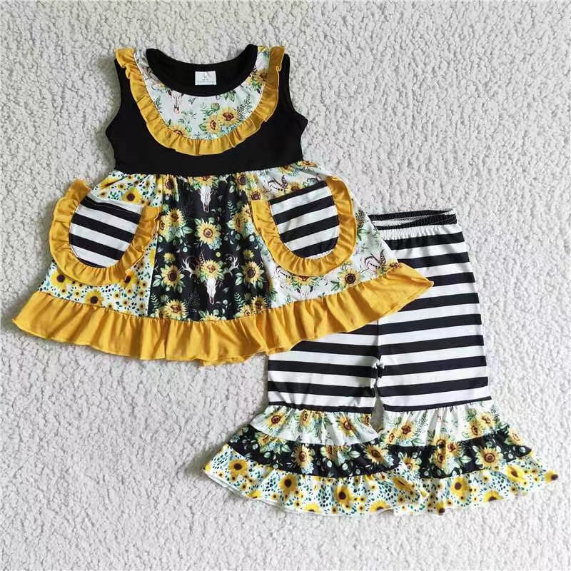 Toddle girls sunflower design summer outfits