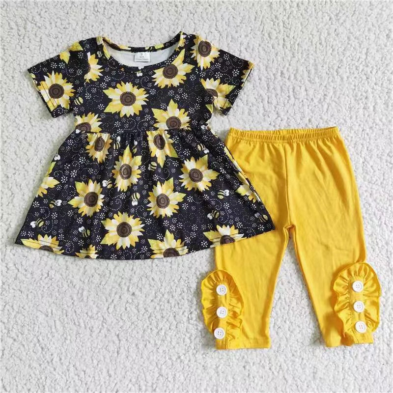 Girls sunflower print  outfit