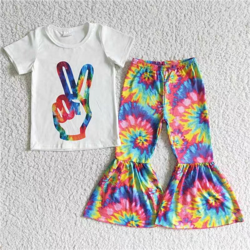 baby girls tie dye print 2pcs clothing set