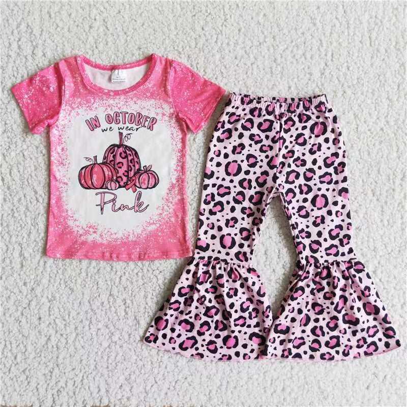 Baby girls short sleeve pink pumpkin outfit