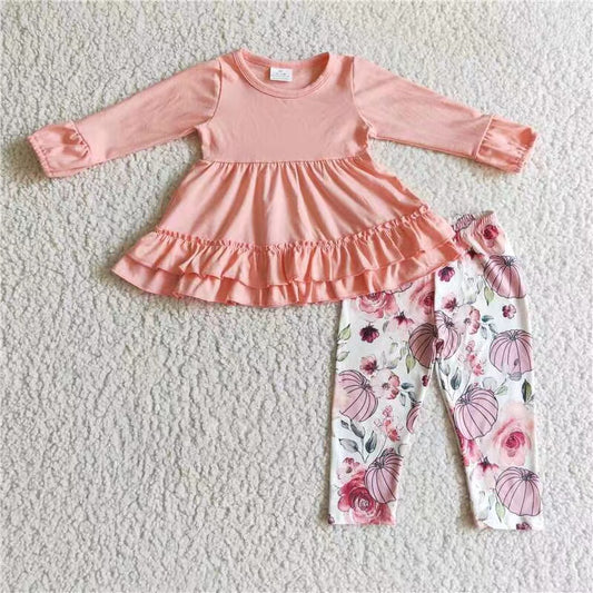 baby girls pink tunic top floral pumpkin outfit