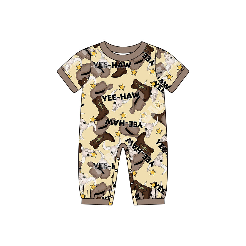 Pre-orde  boy cow boots romper, SR0160, Nov 16th