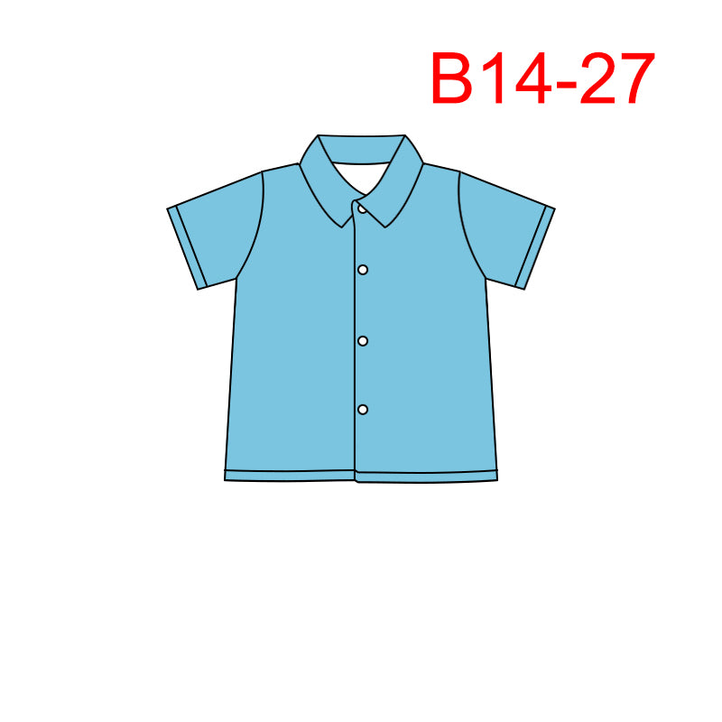 boy short sleeve cartoon button t-shirt ,B14-27