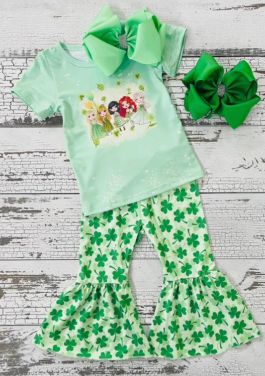 baby girls Four Leaf Clover  print holiday outfit B10-2