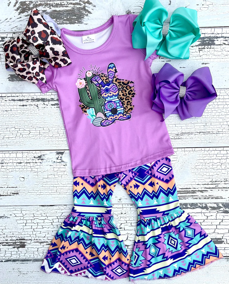 Girls Happy Easter short sleeve outfits， 	 B5-24