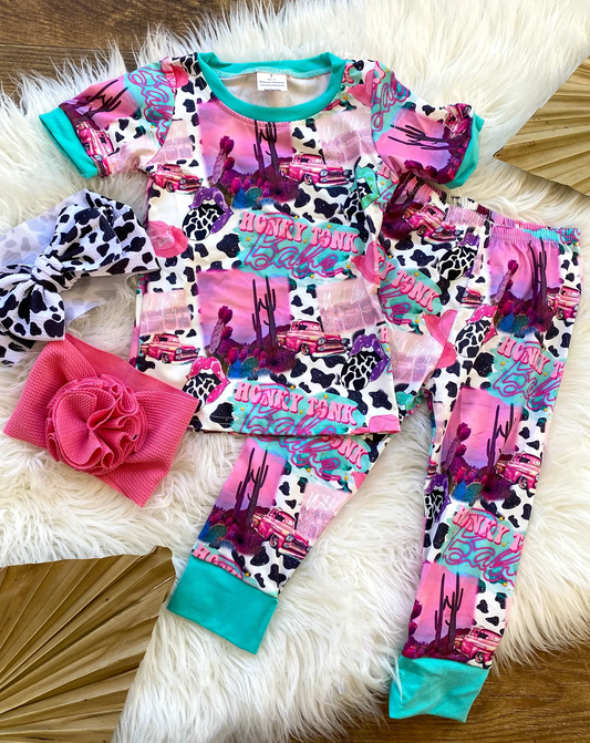 cow print short sleeve spring summer 2pcs pajama set, E11-4