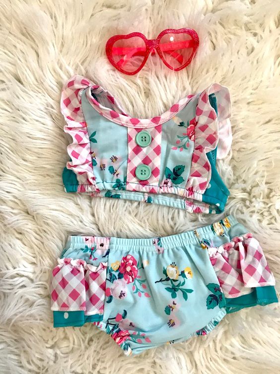 Toddle girls 2pcs bathing suits，	 A6-4