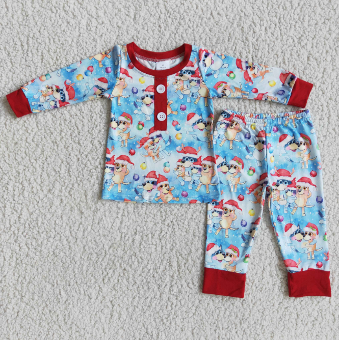 toddles kids boy long sleeve Christmas pajama set, holiday outfit, 6 B11-24