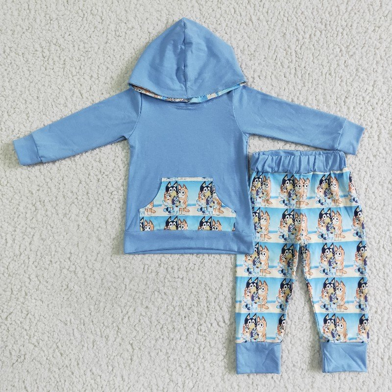 infant baby boy long sleeve fall winter cartoon hoodie set, 6 A2-12