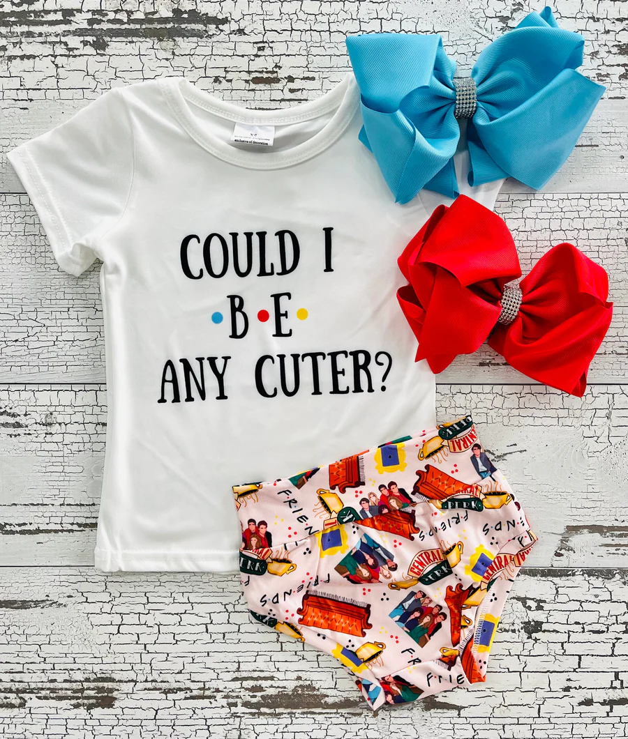 Girls summer  bummies set,Could I BE Any Cuter Bummies Outfit,B4-10