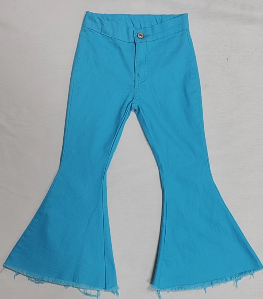 preorder baby girls sky blue button denim pants