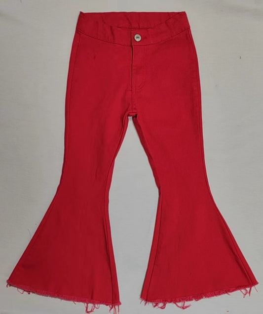 preorder baby girls red button denim pants,P0083