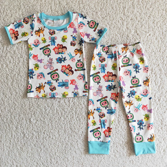 Baby boys short sleeve cartoon pajama set D6-3