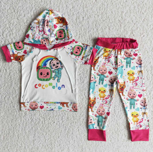 Baby girls  short sleeve summer hoodie set E13-16