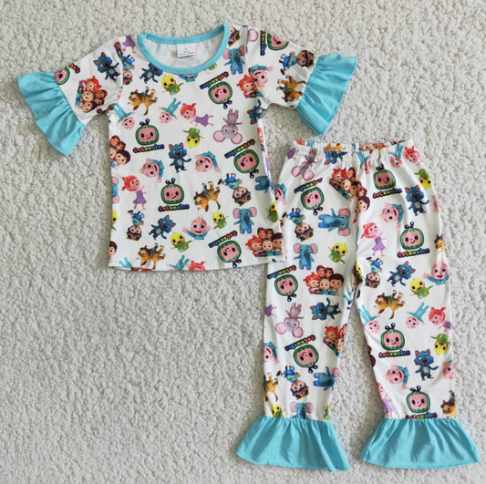 Baby girls short sleeve cartoon pajama set A3-2