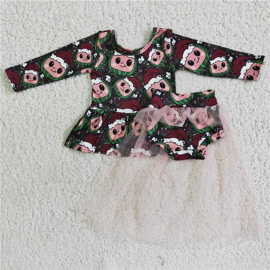 Baby girls Christmas tulle bummie set 6A8-4