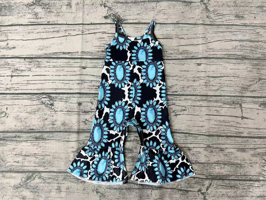 Pre-order kids toddle girls turquoise print summer jumpsuit SR0214 Dec 3rd