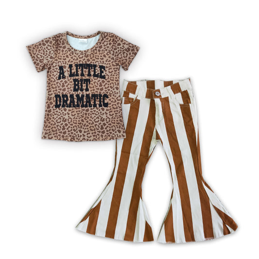 A little bit dramatic top brown stripes denim pants outfit baby clothes