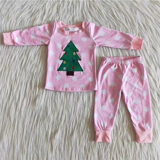 Baby girls pink tree pajama set